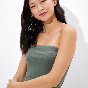 Green ribbed tube top